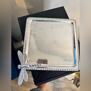 Mariposa Silver Square Tray with Dragonfly Accent